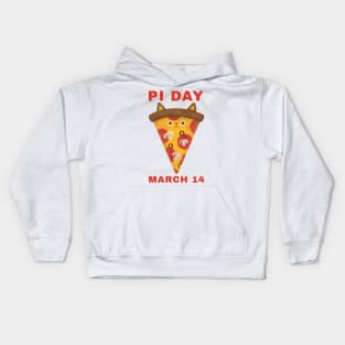 Kawaii Kitty Pizza Pi Day March 14 Kids Hoodie